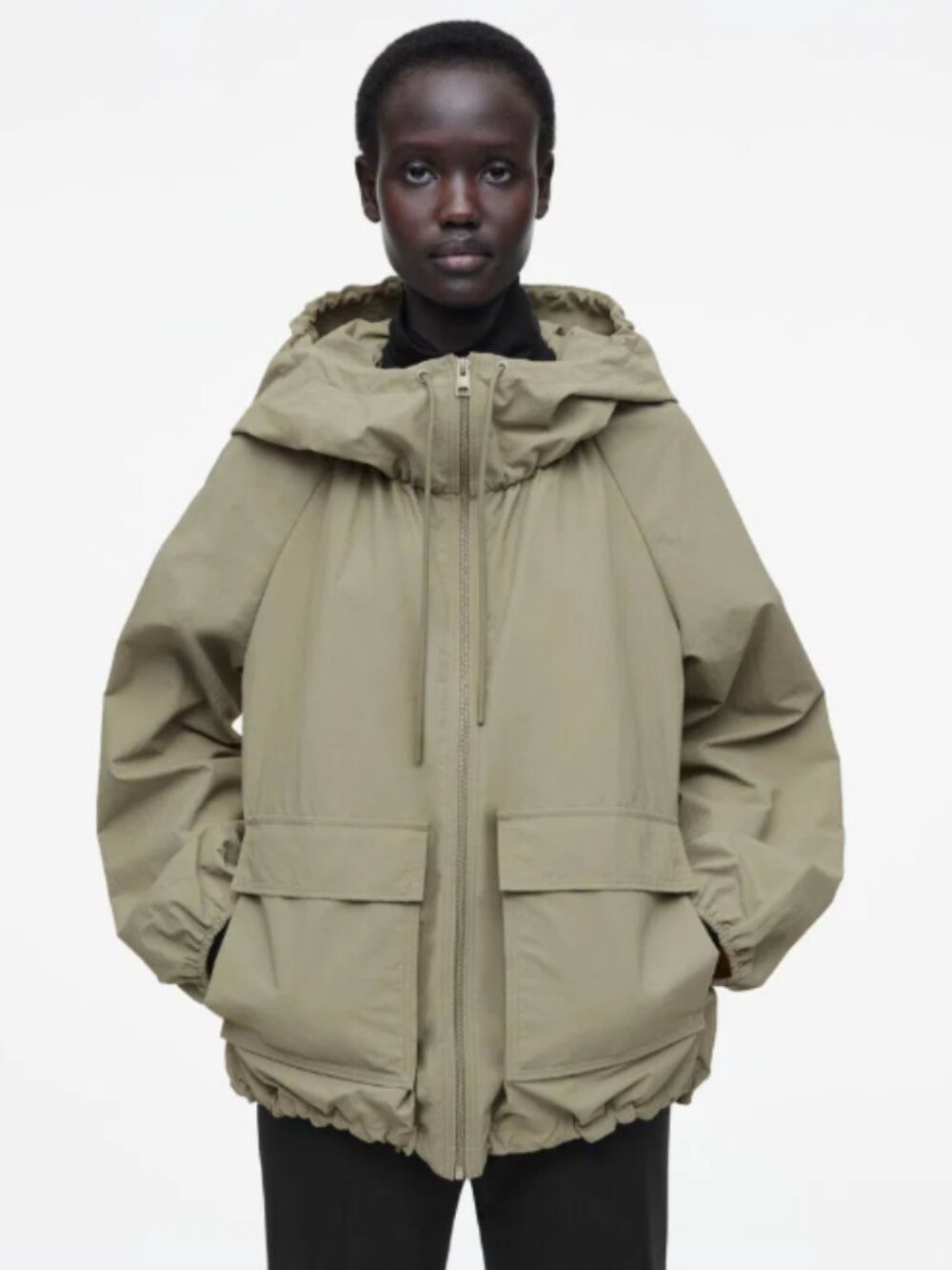 COS Technical Hooded Parka Jacket Windbreaker in Mole